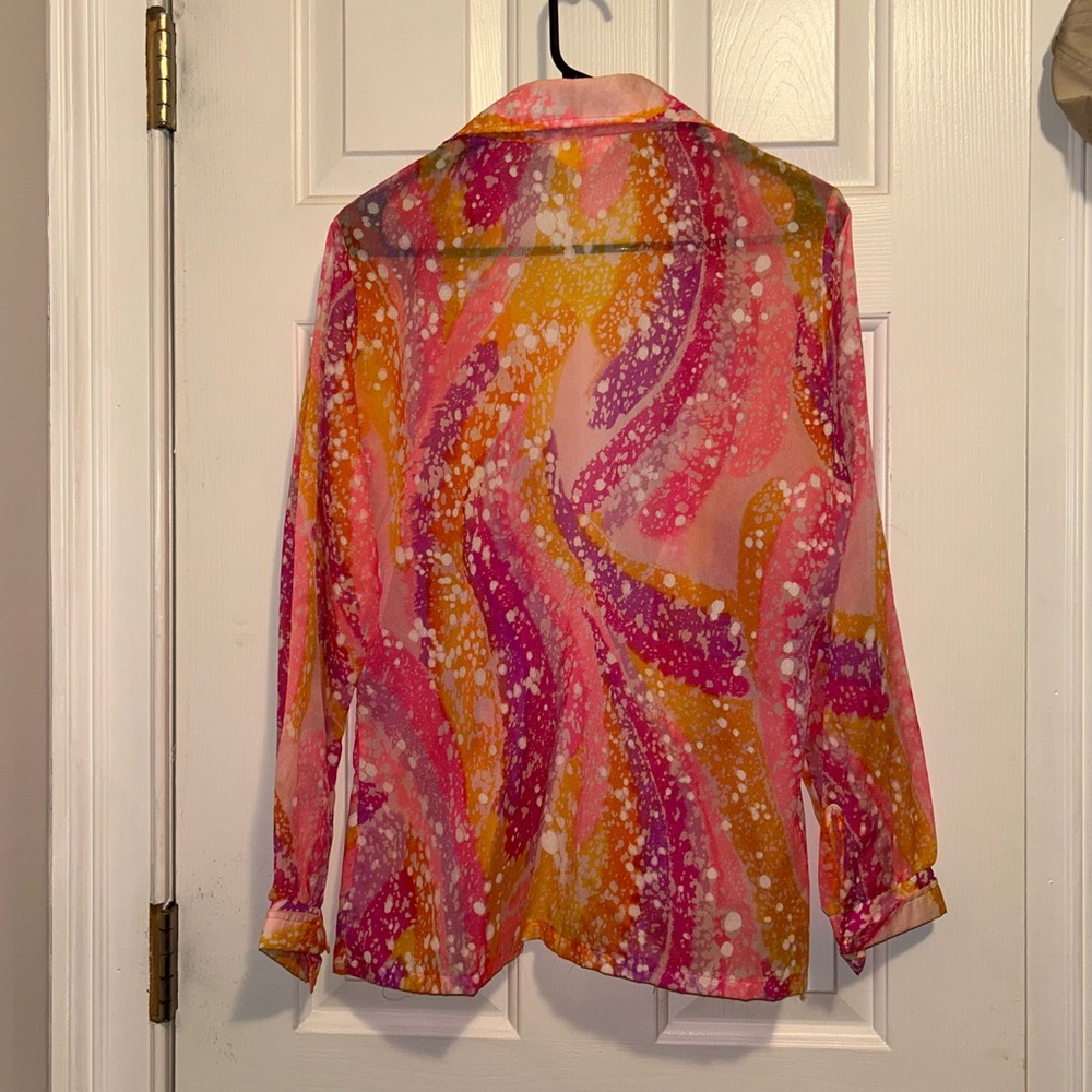 Neon Retro 70’s Button Down Shirt Vintage - Picture 7 of 8